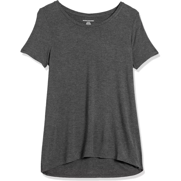 Amazon Essentials Womens RelaxedFit ShortSleeve Scoopneck Swing Tee Available in Plus SizeRayon Blend Charcoal Heather