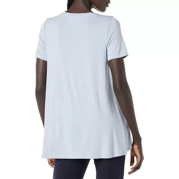 Amazon Essentials Womens RelaxedFit ShortSleeve Scoopneck Swing Tee Available in Plus SizeRayon Blend Dusty Blue