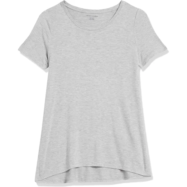 Amazon Essentials Womens RelaxedFit ShortSleeve Scoopneck Swing Tee Available in Plus SizeRayon Blend Light Grey Heather