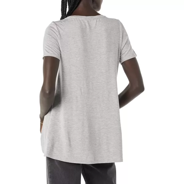 Amazon Essentials Womens RelaxedFit ShortSleeve Scoopneck Swing Tee Available in Plus SizeRayon Blend Light Grey Heather