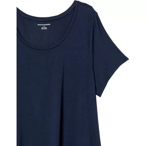 Amazon Essentials Womens RelaxedFit ShortSleeve Scoopneck Swing Tee Available in Plus SizeRayon Blend Navy