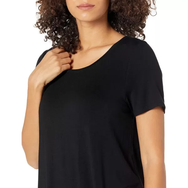 Amazon Essentials Womens RelaxedFit ShortSleeve Scoopneck Swing Tee Available in Plus SizeSustainably Sourced Rayon Blend Black