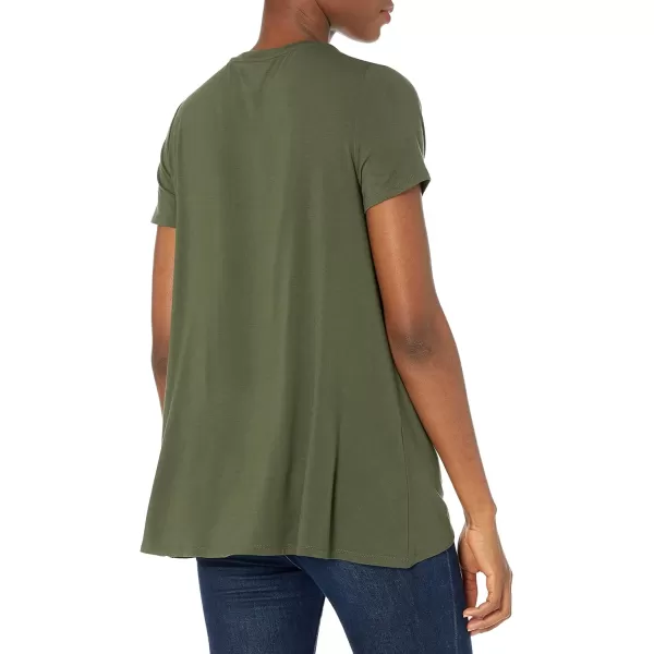 Amazon Essentials Womens RelaxedFit ShortSleeve Scoopneck Swing Tee Available in Plus SizeSustainably Sourced Rayon Blend Dark Olive