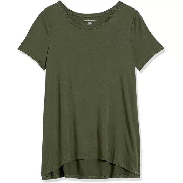 Amazon Essentials Womens RelaxedFit ShortSleeve Scoopneck Swing Tee Available in Plus SizeSustainably Sourced Rayon Blend Dark Olive