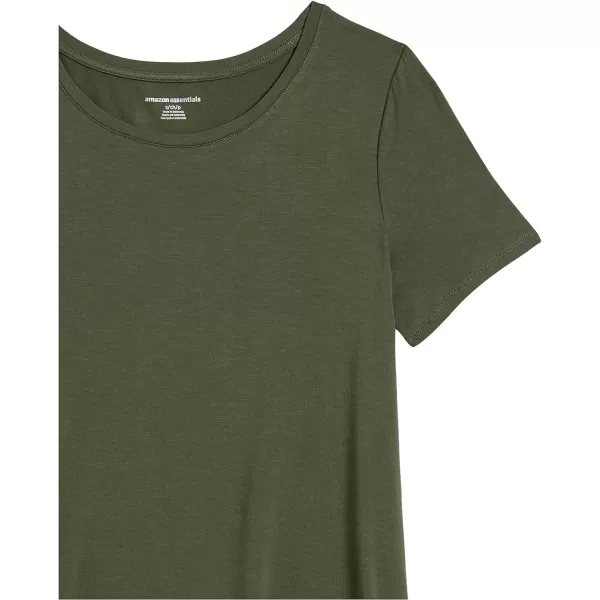 Amazon Essentials Womens RelaxedFit ShortSleeve Scoopneck Swing Tee Available in Plus SizeSustainably Sourced Rayon Blend Dark Olive