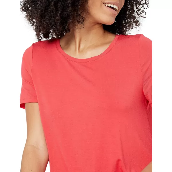 Amazon Essentials Womens RelaxedFit ShortSleeve Scoopneck Swing Tee Available in Plus SizeSustainably Sourced Rayon Blend Red