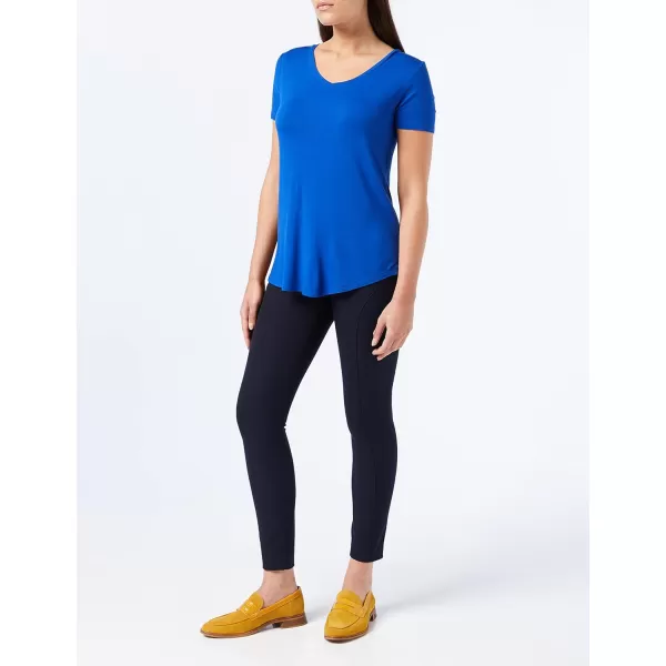 Amazon Essentials Womens RelaxedFit ShortSleeve VNeck Tunic Available in Plus Size MultipacksSustainably Sourced Rayon Blend Cobalt Blue