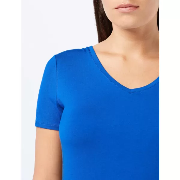 Amazon Essentials Womens RelaxedFit ShortSleeve VNeck Tunic Available in Plus Size MultipacksSustainably Sourced Rayon Blend Cobalt Blue