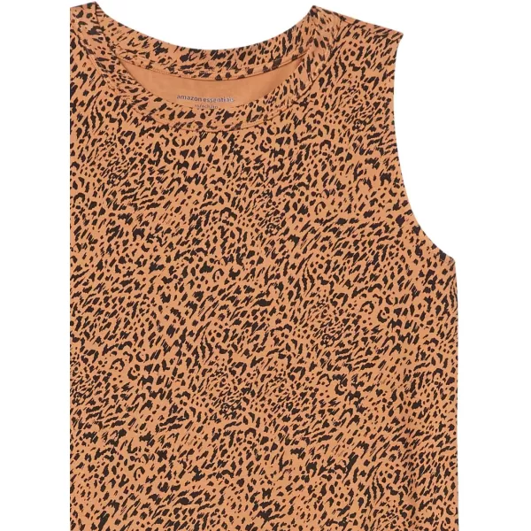 Amazon Essentials Womens RelaxedFit Sleeveless Muscle Tank TopDark Camel Leopard