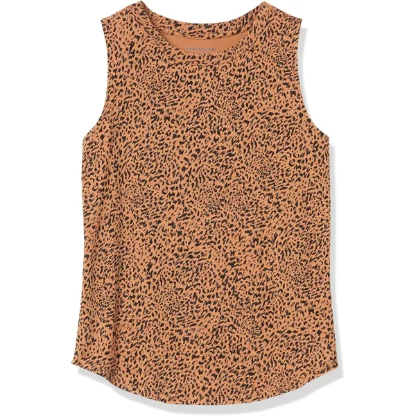 Amazon Essentials Womens RelaxedFit Sleeveless Muscle Tank TopDark Camel Leopard