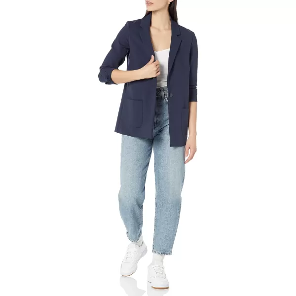 Amazon Essentials Womens RelaxedFit Soft Ponte BlazerNavy