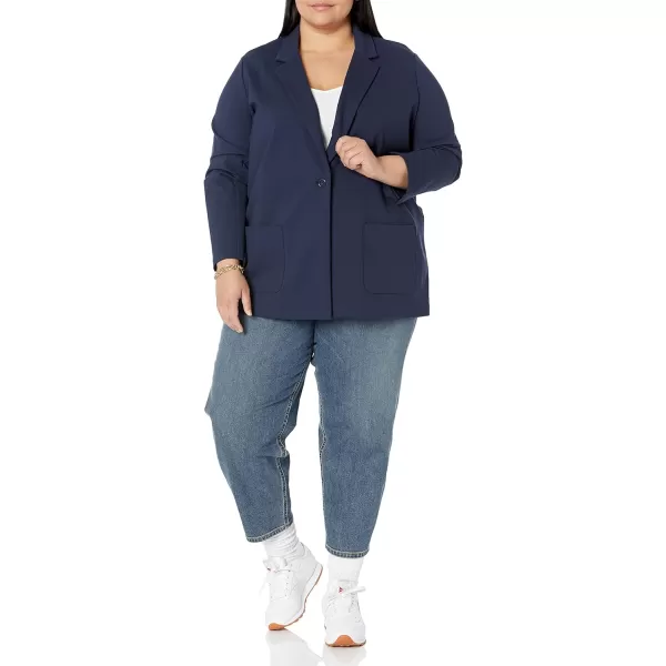 Amazon Essentials Womens RelaxedFit Soft Ponte BlazerNavy
