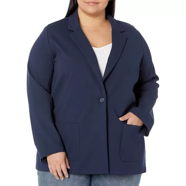 Amazon Essentials Womens RelaxedFit Soft Ponte BlazerNavy