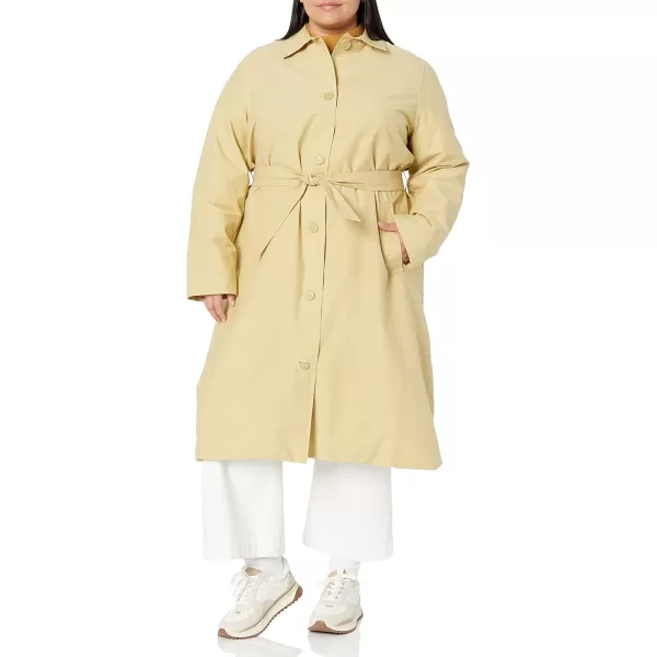 Amazon Essentials Womens RelaxedFit Water Repellant Trench Coat Available in Plus Size Previously Amazon AwareLight Mustard Yellow