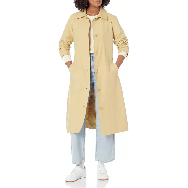 Amazon Essentials Womens RelaxedFit Water Repellant Trench Coat Available in Plus Size Previously Amazon AwareLight Mustard Yellow