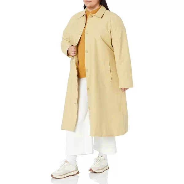 Amazon Essentials Womens RelaxedFit Water Repellant Trench Coat Available in Plus Size Previously Amazon AwareLight Mustard Yellow