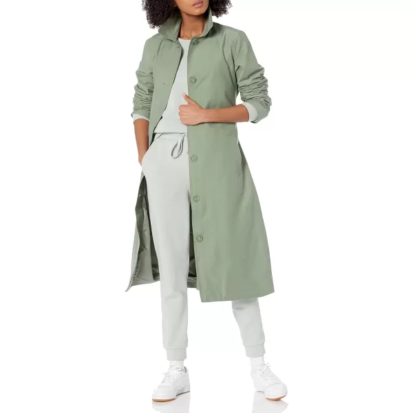 Amazon Essentials Womens RelaxedFit Water Repellant Trench Coat Available in Plus Size Previously Amazon AwareSage Green