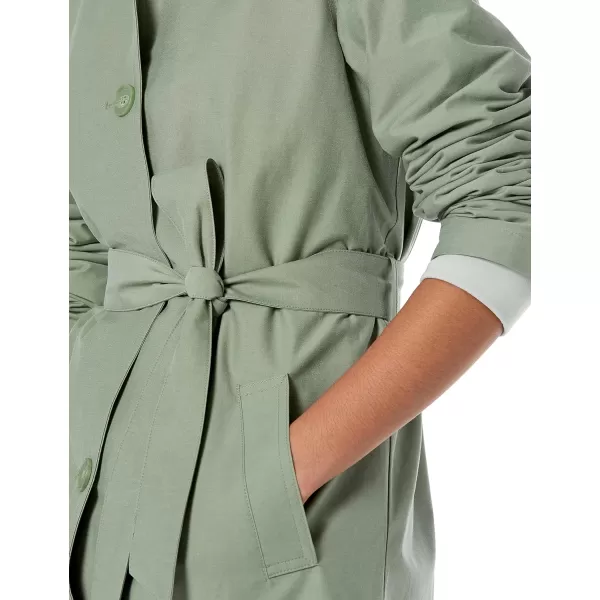 Amazon Essentials Womens RelaxedFit Water Repellant Trench Coat Available in Plus Size Previously Amazon AwareSage Green