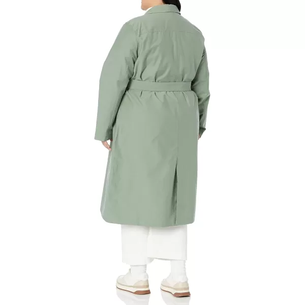 Amazon Essentials Womens RelaxedFit Water Repellant Trench Coat Available in Plus Size Previously Amazon AwareSage Green