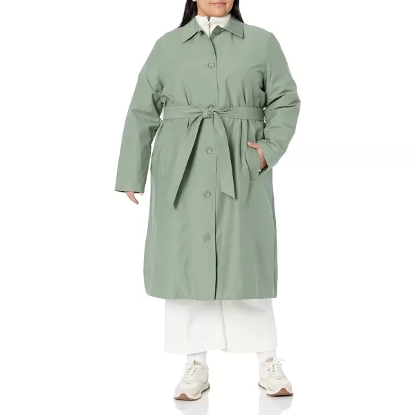 Amazon Essentials Womens RelaxedFit Water Repellant Trench Coat Available in Plus Size Previously Amazon AwareSage Green