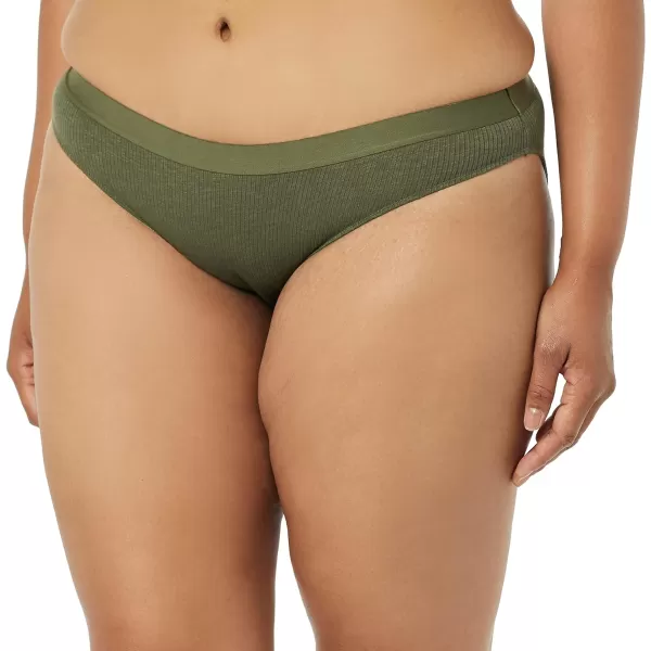 Amazon Essentials Womens Ribbed Bikini Underwear Pack of 4BrownPale PinkGreen