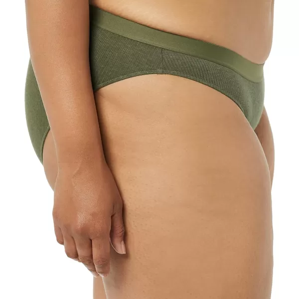 Amazon Essentials Womens Ribbed Bikini Underwear Pack of 4BrownPale PinkGreen