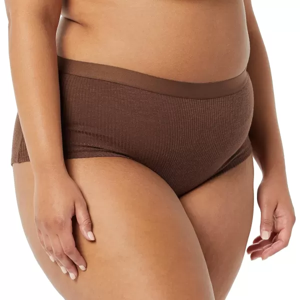 Amazon Essentials Womens Ribbed Boyshort Underwear Pack of 4BrownPale PinkGreen