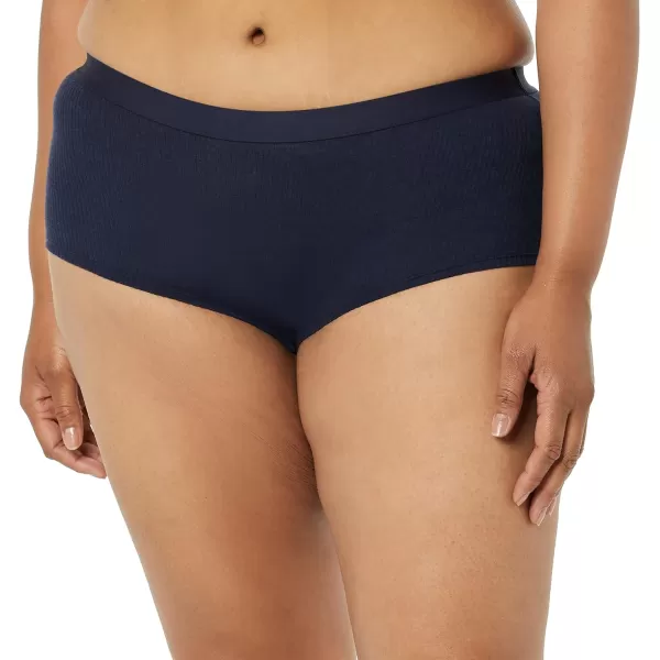 Amazon Essentials Womens Ribbed Boyshort Underwear Pack of 4NavyRedBrown