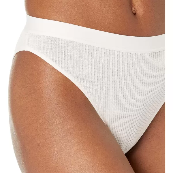 Amazon Essentials Womens Ribbed High Waist Tanga Brief Pack of 4BlackPale PinkBright White