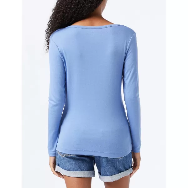 Amazon Essentials Womens Ribbed Knit Long Sleeve Henley Slim Fit TShirtBlue