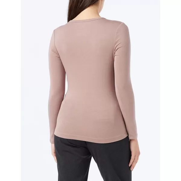 Amazon Essentials Womens Ribbed Knit Long Sleeve Henley Slim Fit TShirtDark Taupe