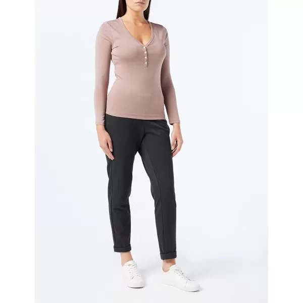 Amazon Essentials Womens Ribbed Knit Long Sleeve Henley Slim Fit TShirtDark Taupe