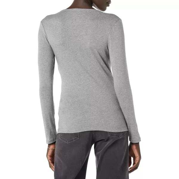 Amazon Essentials Womens Ribbed Knit Long Sleeve Henley Slim Fit TShirtGrey Heather