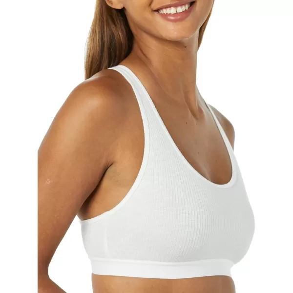 Amazon Essentials Womens Ribbed Lounge Unlined Scoop Neck Bralette Pack of 2BlackWhite