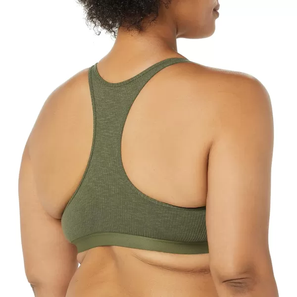 Amazon Essentials Womens Ribbed Lounge Unlined Scoop Neck Bralette Pack of 2GreenBlush