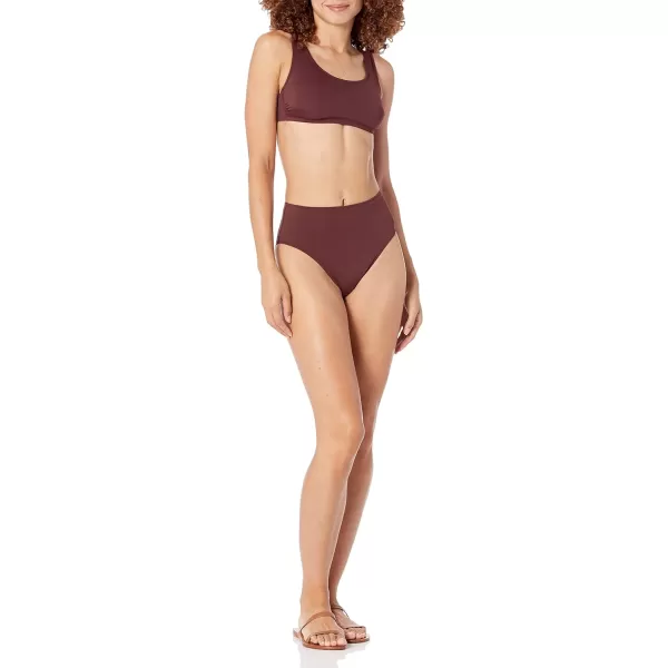 Amazon Essentials Womens Scoop Neck Swim Crop TopDeep Brown