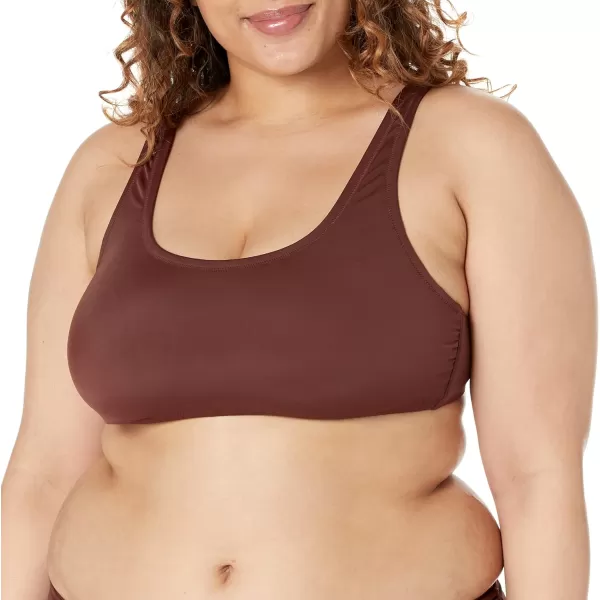 Amazon Essentials Womens Scoop Neck Swim Crop TopDeep Brown