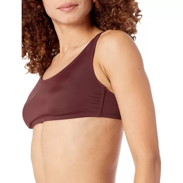 Amazon Essentials Womens Scoop Neck Swim Crop TopDeep Brown