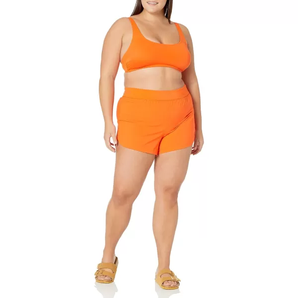 Amazon Essentials Womens Scoop Neck Swim Crop TopOrange