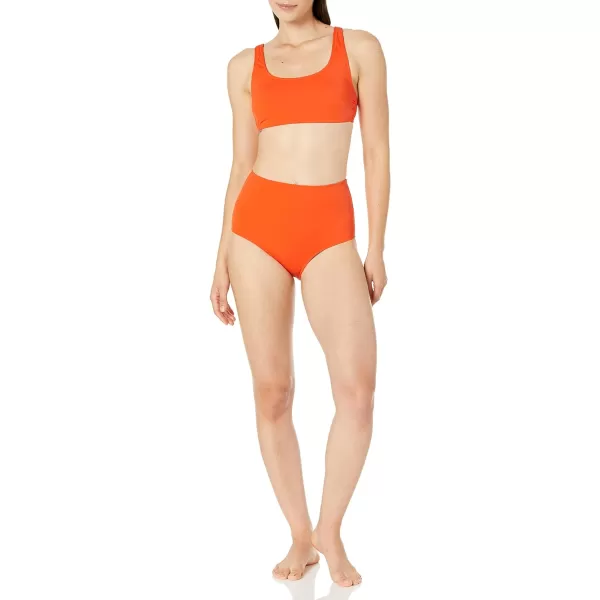 Amazon Essentials Womens Scoop Neck Swim Crop TopOrange