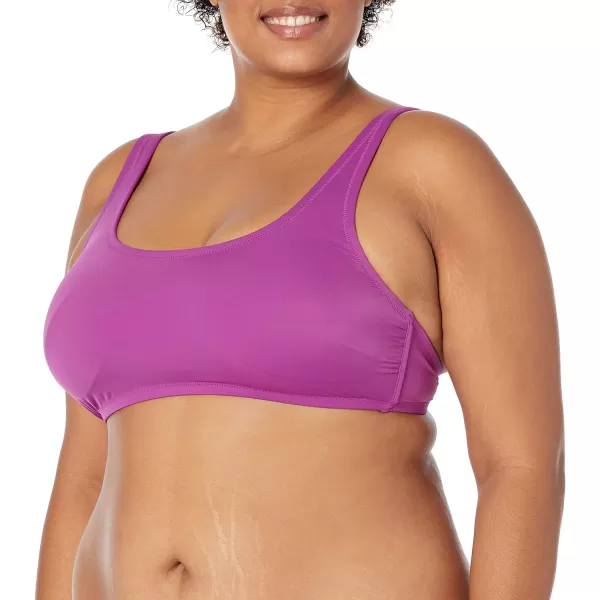 Amazon Essentials Womens Scoop Neck Swim Crop TopViolet