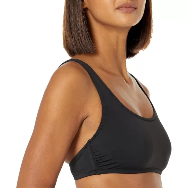 Amazon Essentials Womens Scoop Neck Swim Crop TopWashed Black