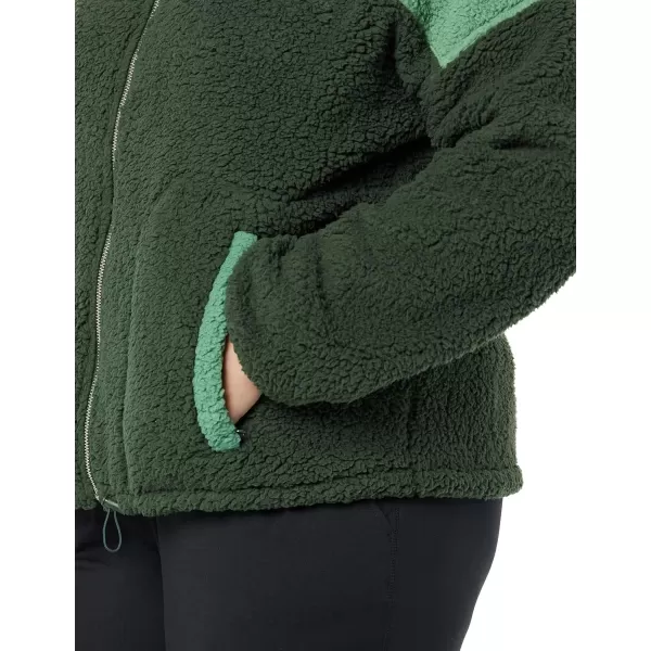 Amazon Essentials Womens Sherpa JacketSage GreenDark Green Color Block