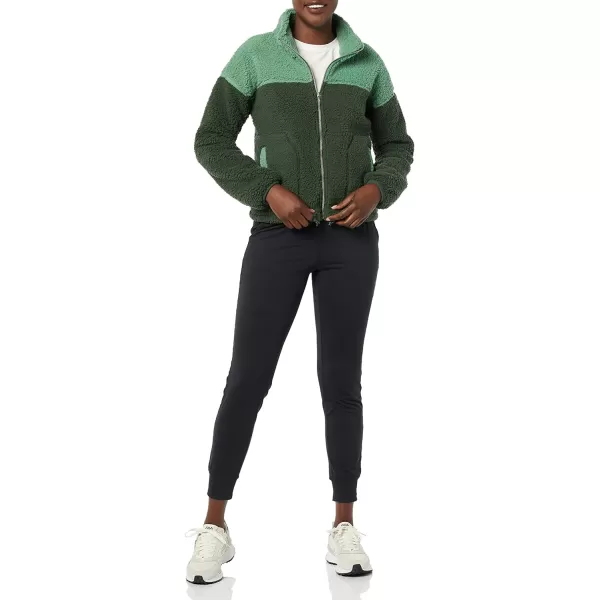 Amazon Essentials Womens Sherpa JacketSage GreenDark Green Color Block