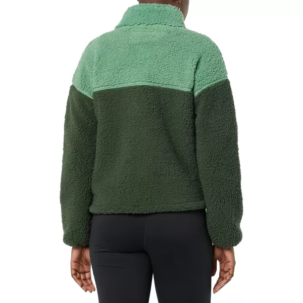 Amazon Essentials Womens Sherpa JacketSage GreenDark Green Color Block