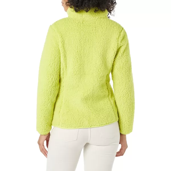 Amazon Essentials Womens Sherpa LongSleeve Mock Neck FullZip Jacket with Woven Trim Available in Plus SizeLime Green