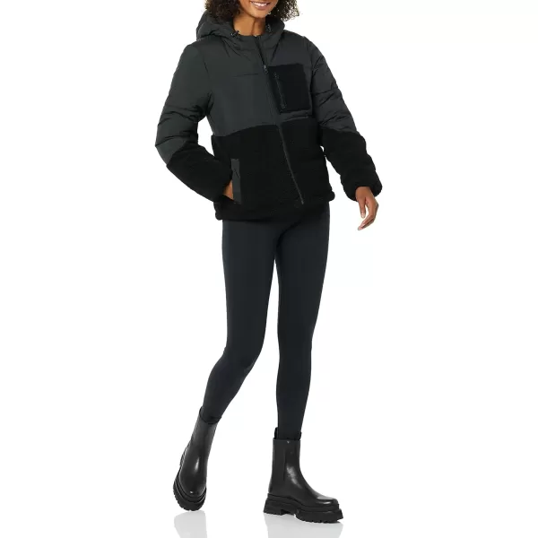 Amazon Essentials Womens Sherpa Puffer JacketBlack