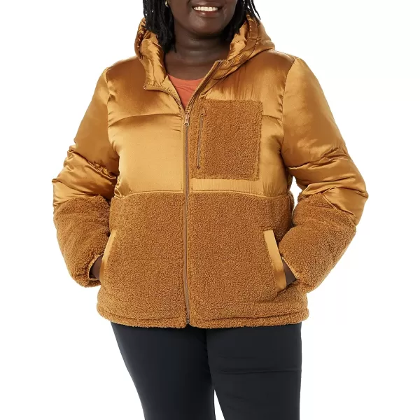 Amazon Essentials Womens Sherpa Puffer JacketDark Camel