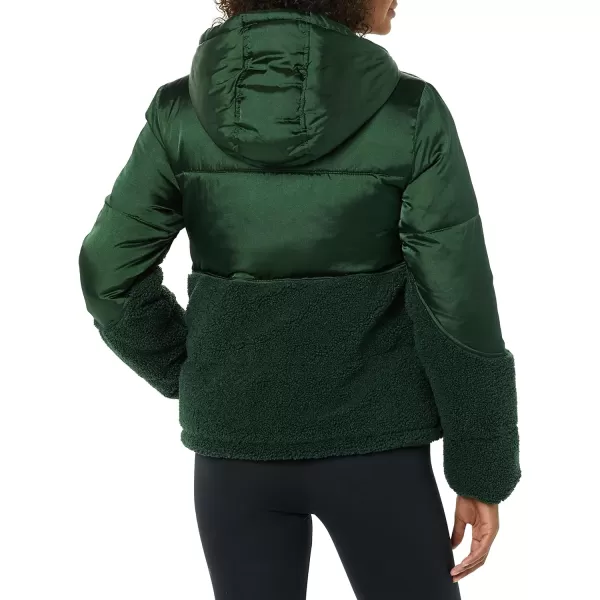 Amazon Essentials Womens Sherpa Puffer JacketDark Green Shiny