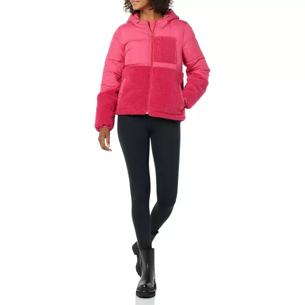 Amazon Essentials Womens Sherpa Puffer JacketHot Pink